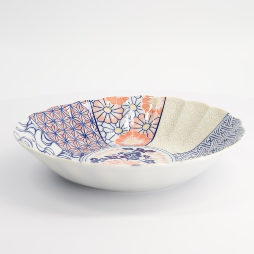 [33029] Mino Shozui Shallow Bowl Navy 24x4.8cm 6/36