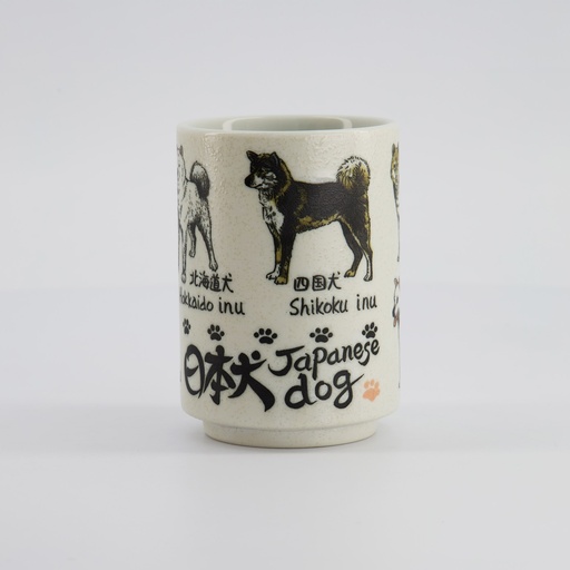 [33030] Cup Emboss Japanese Dogs 7.2cmx10.2cm 260ml C3-27 6/60