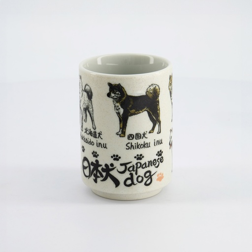 [33030] Cup Emboss Japanese Dogs 7.2cmx10.2cm 260ml C3-27 6/60