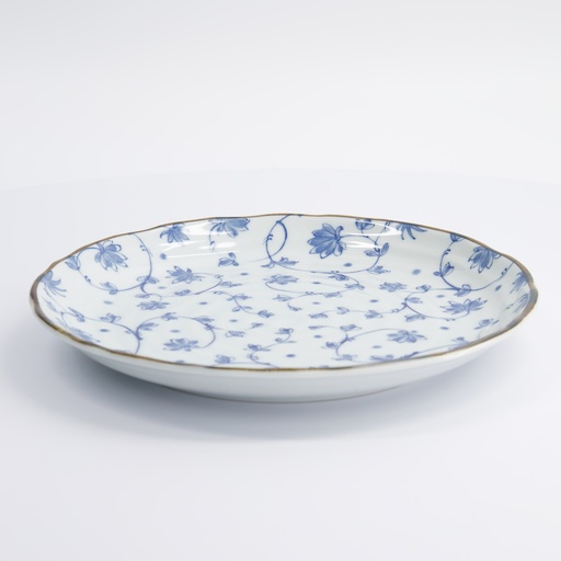 [22314] Natsu Karakusa Plate 24.7x3cm Blue/White 011731 6/36