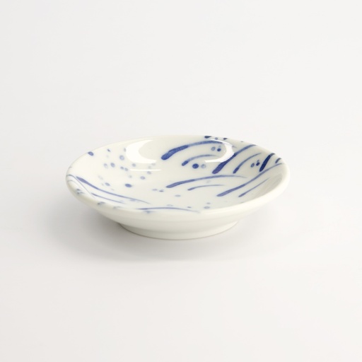 [22092] Sauce Dish 9x2cm Wave Blue TA-53 12/192