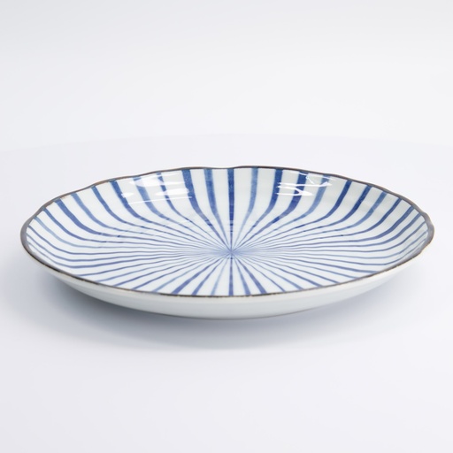 [22332] Natsu Tokusa Plate 24.7x3cm Blue/White 22332 6/36
