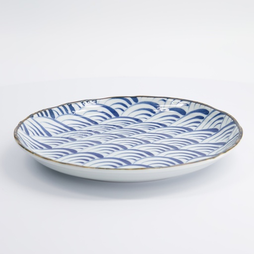 [22341] Natsu Nami Plate 24.7x3cm Blue/White 22341 6/36