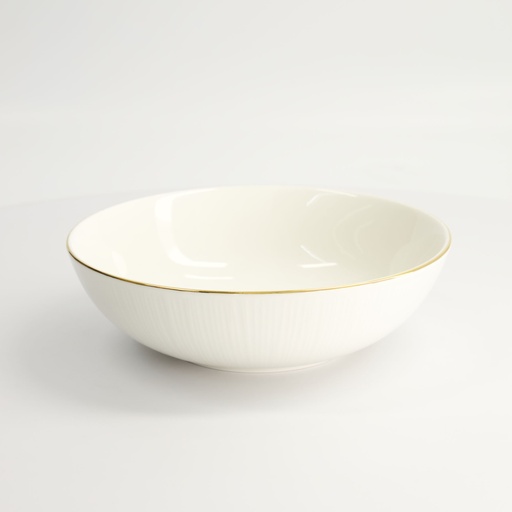 [17164] Nippon White Gold Rim Bowl 21x6.3cm 1100ml Lines 3/18