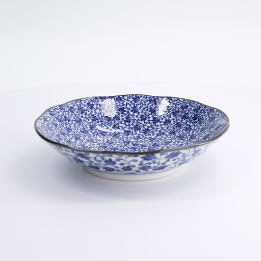 [22260] Hana Blue Pasta Plate 21x5cm Karakusa KA-59 6/36