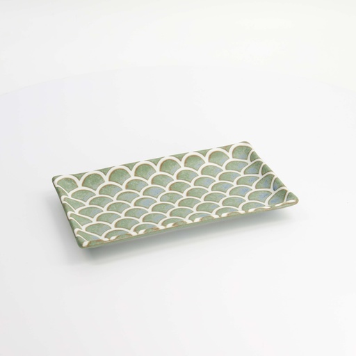 [33166] Vert Sauge Mermaid Design Plate 22x13x2cm 6/48