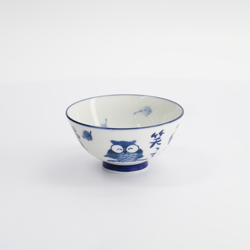 [33207] Kawaii Rice Bowl 11.3x5.8cm 300ml Bowl Owl BL/WH 33207 5/80