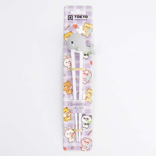 [33323] Children Chopsticks Whale Grey 22cm 33323 6/240  