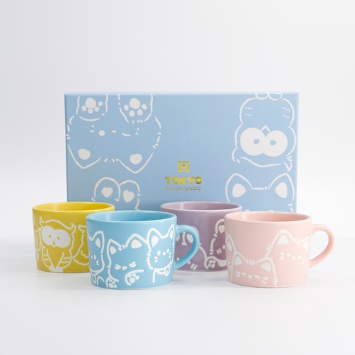 [33396] Kawaii Animals Mug Giftset 4pcs 8x6cm 1/8