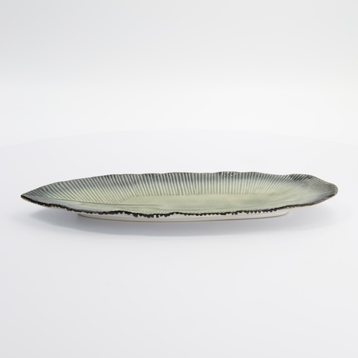 [33435] Yamasaku Organic Glassy Green Oblong Plate 33x13.5x2.5cm 33435 6/36