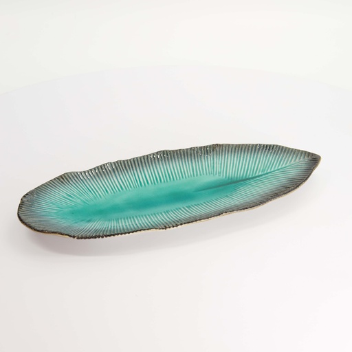 [33442] Yamasaku Turquoise Oblong Plate 33x13.5x2.5cm 33442 6/36