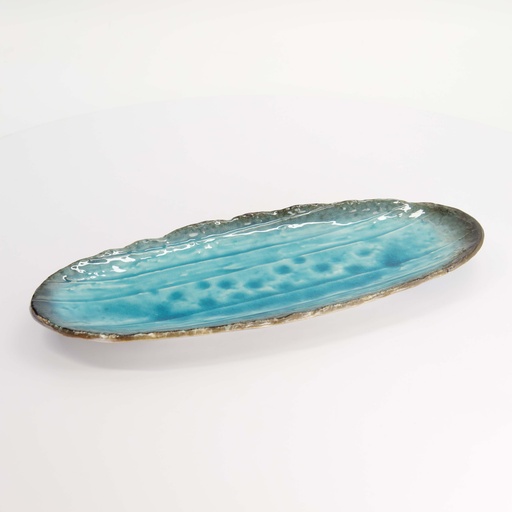 [33430] Yamasaku Blue Oval Plate 33x13.5x2cm 33430 6/36