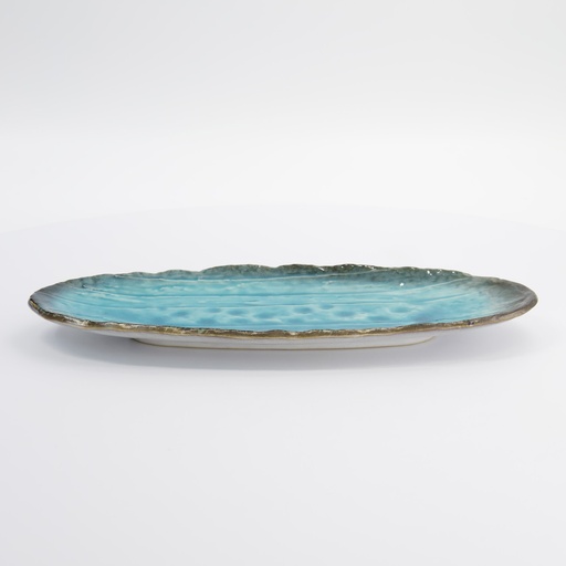 [33430] Yamasaku Oval Plate 33x13.5x2cm Blue 33430 6/36