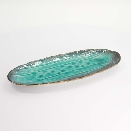 [33444] Yamasaku Turquoise Oval Plate 33x13.5x2cm 33444 6/36