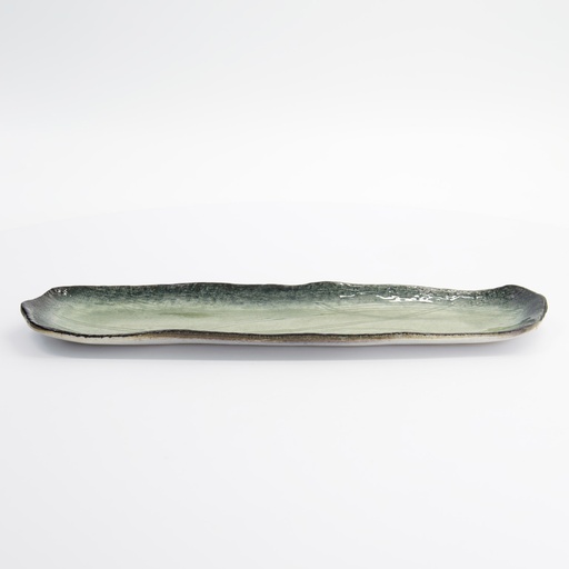 [33433] Yamasaku Organic Glassy Green Rectangular Plate 34x10x2cm 33433