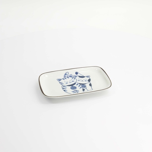 [33504] Kawaii Rectangular Plate Cat Neko 16.3x10.2cm G 33504 6/72