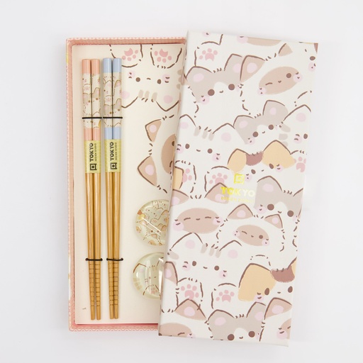 [33517] Chopstick Giftset Chopstick and Rest/4 Kawaii Cats 33517 1/100