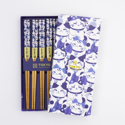 [33522] Chopstick Giftset/5 Blue Lucky Cat 33522 1/100 