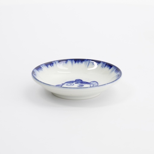 [33559] Sauce Dish Puffer Fish 9x2cm Blue/White 33559 12/192
