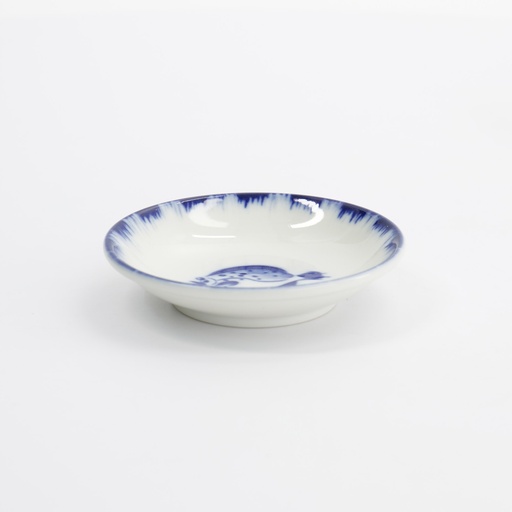 [33561] Sauce Dish Hirame 9x2cm Blue/White 33561 12/192