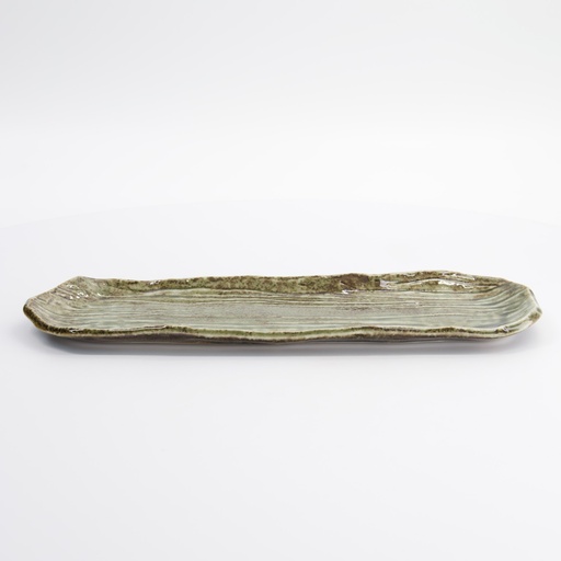 [33544] Mino Craft Rectangular Plate 33.5x11.5x2cm Yamasan Green 33544