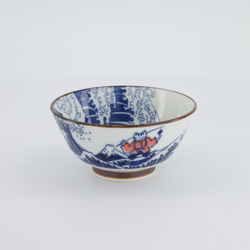 [33599] Kawaii Tayo Bowl 13x6.5cm Wave Cat 33599 Blue/Red 6/48