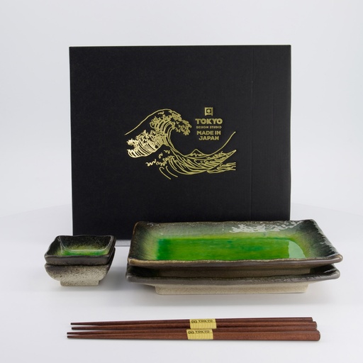 [33602] Sushi Giftset Yamasaku Hiwa Green 6pcs 21.5x14cm & 7.3x2.8cm 33602 1/12
