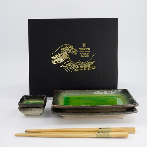 [33602] Sushi Giftset Yamasaku Hiwa Green 6pcs 21.5x14cm & 7.3x2.8cm 33602 1/12