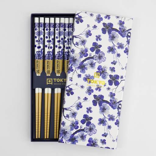 [33634] Chopstick Giftset/5 Blue Flower 1/100