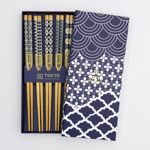 [33641] Chopstick Giftset/5 Blue Wave 1/100