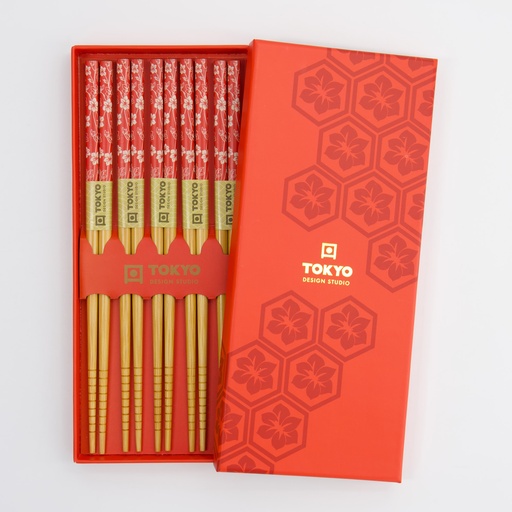 [33643] Chopstick Giftset/5 Red Leaf 1/100