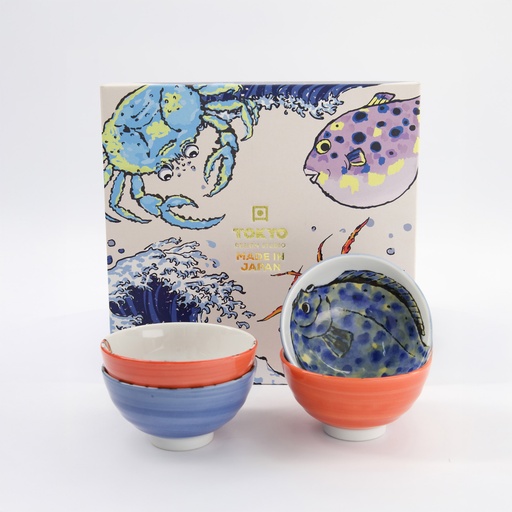 [33696] Seafood Bowl Giftset 4pcs 11.2x6.2cm 300ml BL/RD 33696 1/12 