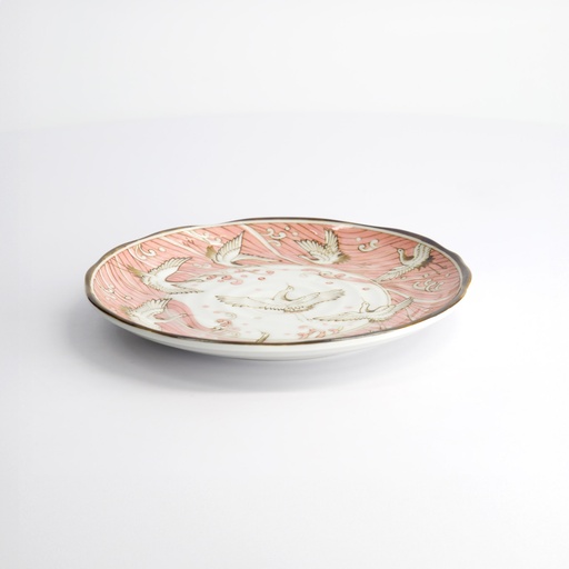 [33712] Crane Plate 16.5x2cm Pink 33712 6/72