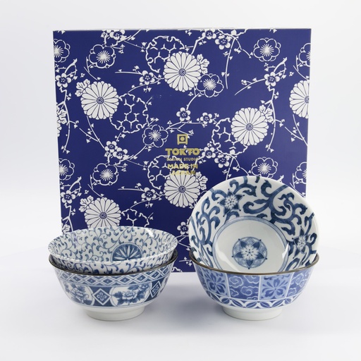 [33746] Mixed Bowls Tayo Bowl Giftset 4pcs 15x7cm 500ml Blue/White A 33746 1/10