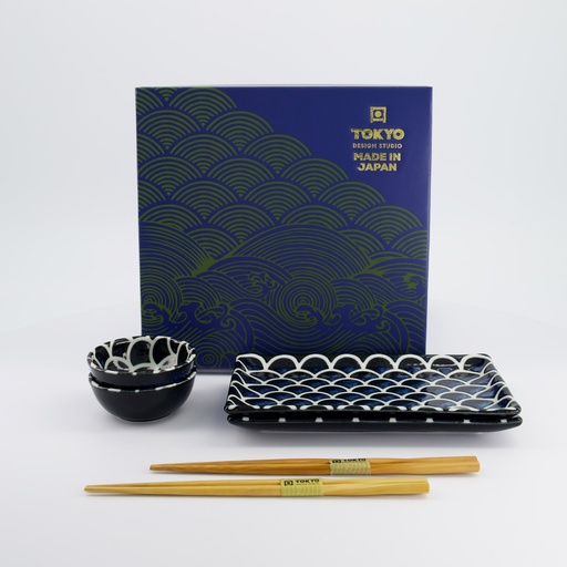 [33755] Cobalt Blue Mermaid Sushi Giftset 6pcs 22x13x2cm & 8.5x3.4cm 33755 1/16