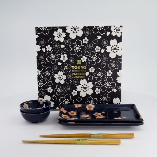 [33759] Sakura Sushi Giftset 6pcs 22x13x2cm & 8.5x3.4cm Navy 33759 1/16