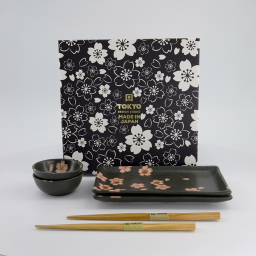 [33760] Sakura Sushi Giftset 6pcs 22x13x2cm & 8.5x3.4cm Black 33760 1/16 