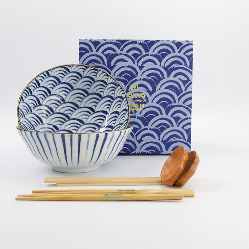 [33781] Natsu 6pcs Ramen Giftset 21x7.8cm 1000ml Blue/White  33781 1/12