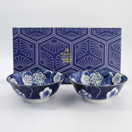 [33789] Mixed Ramen Bowls 2pcs Giftset 19x8cm 1000ml Blue/White 33789 1/14