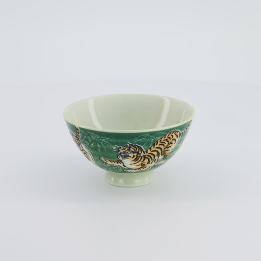 [33828] Kawaii Rice Bowl Tiger 11.5x6cm 300ml Green 33828 5/120