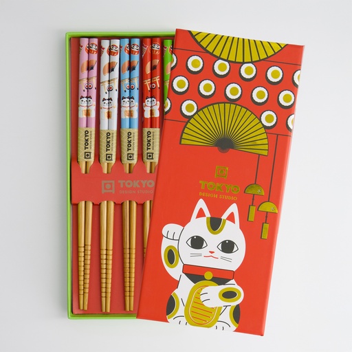 [33834] Chopstick Giftset/5 Lucky Cat A27-C46 1/100 