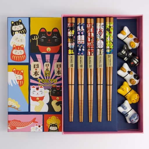 [33836] Chopstick Giftset/10 Lucky Cats A51-K31 1/36