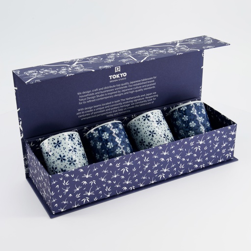 [33844] Cup Giftset 4pcs 6.5x7.5cm 160ml Blue/White 14A 33844 1/6 