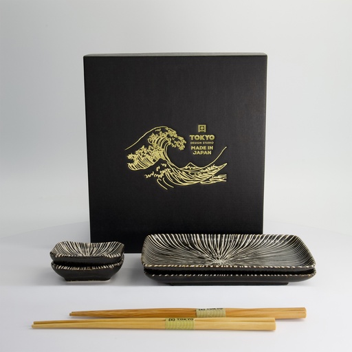[33847] Brown Tokusa Sushi Giftset 6pcs 20.8x13.3x2.5cm & 8.8x6.3ｘ2.5cm 33847 1/16
