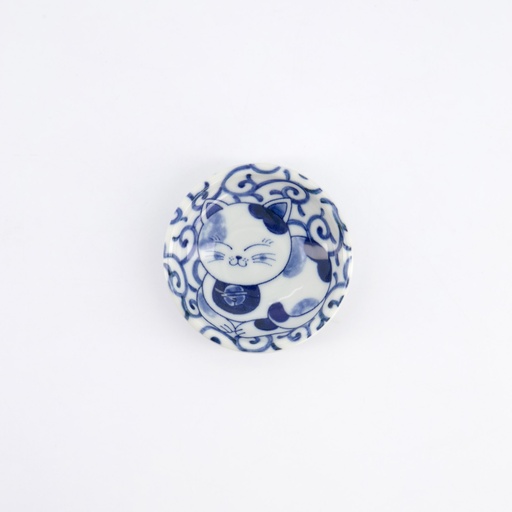[33852] Kawaii Sauce Dish Cat Neko 7.5x3cm BL/WH E 33852 12/240