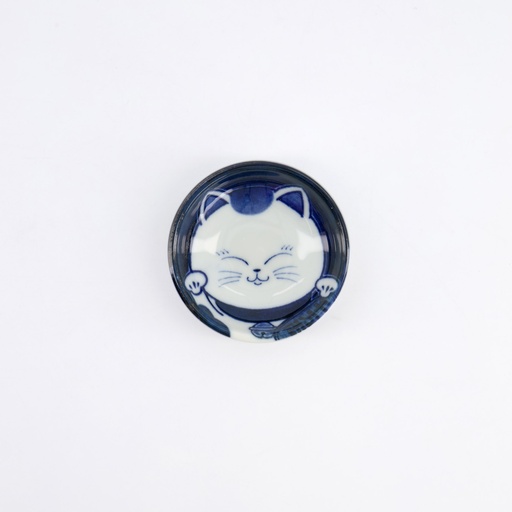 [33853] Kawaii Sauce Dish Cat Neko 7.5x3cm BL/WH F 33853 12/240