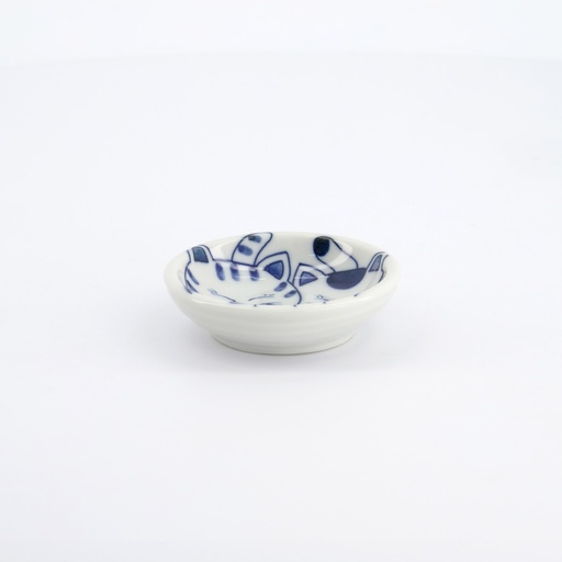 [33854] Kawaii Sauce Dish Cat Neko 7.5x3cm BL/WH G 33854 12/240