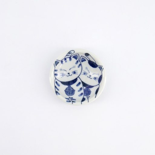 [33854] Kawaii Sauce Dish Cat Neko 7.5x3cm BL/WH G 33854 12/240