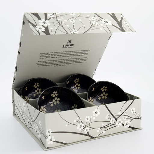[33866] Sakura Bowl Giftset 4pcs 12.5x7cm 450ml Black 33866 1/6