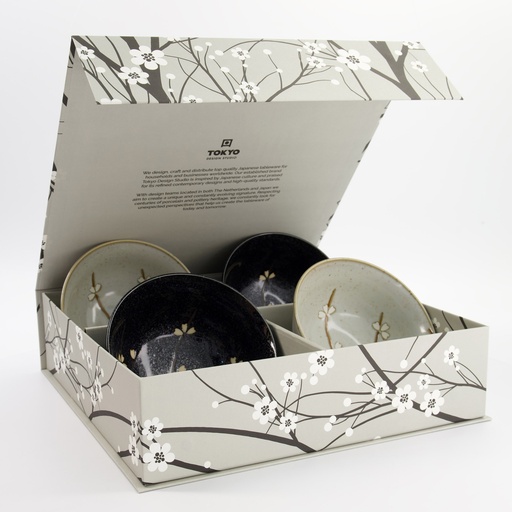 [33867] Sakura Tayo Bowl Giftset 4pcs 15.3x7.5cm 650ml Black/Grey 33867 1/6 